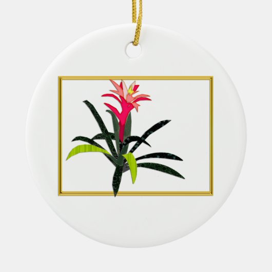 Tropical Christmas Bromeliad Keramikornament (Vorne)