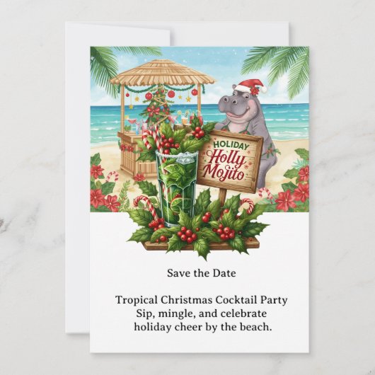 Tropical Christmas Cocktail Party Invitation Einladung (Vorderseite)