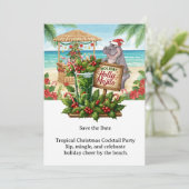 Tropical Christmas Cocktail Party Invitation Einladung (Stehend Vorderseite)