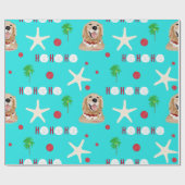 Tropical Christmas Dog Wrapping Paper Roll Geschenkpapier (Flach)
