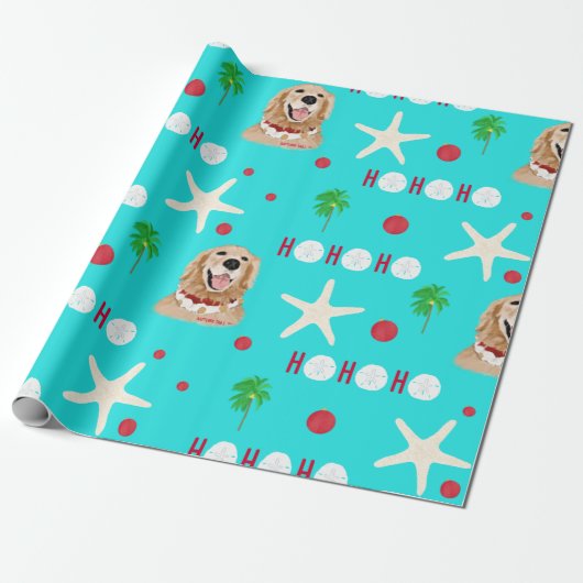 Tropical Christmas Dog Wrapping Paper Roll Geschenkpapier (Ungerollt)