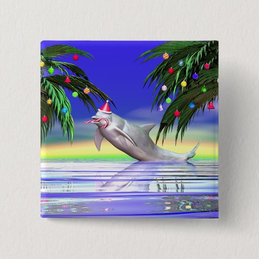Tropical Christmas Dolphin Button (Vorderseite)