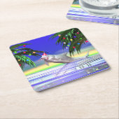 Tropical Christmas Dolphin Rechteckiger Pappuntersetzer (angewinkelt)