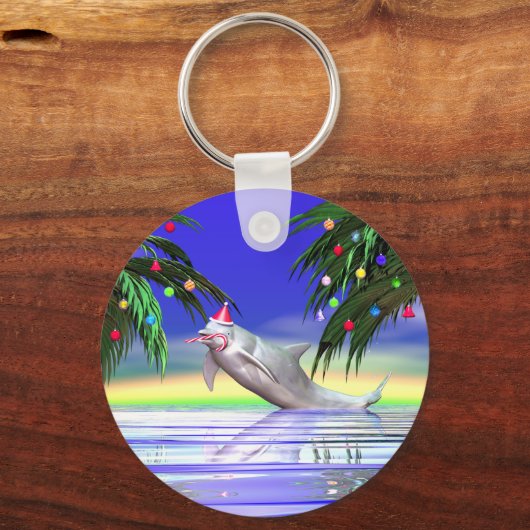 Tropical Christmas Dolphin Schlüsselanhänger (Vorderseite)