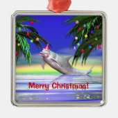 Tropical Christmas Dolphin Silbernes Ornament (Vorne)