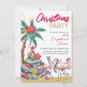 Tropical Christmas Flamingo Einladungskarte Einladung (Vorderseite)