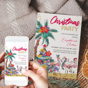 Tropical Christmas Flamingo Einladungskarte Einladung