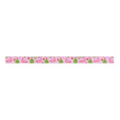 Tropical Christmas Flamingo With Pine Tree on Pink Ripsband (Vorderseite)