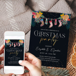 Tropical Christmas Gold Glitzer Einladungskarte Einladung