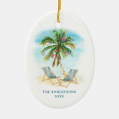 Tropical Christmas Palm Tree Foto Keramik Ornament (Vorne)