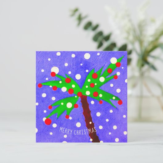 Tropical Christmas Palm Tree Frohe Weihnachtskarte (Stehend Vorderseite)