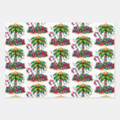 Tropical Christmas Palm Tree Muster Geschenkpapier Set (Vorderseite 3)