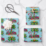 Tropical Christmas Palm Tree Muster Geschenkpapier Set<br><div class="desc">Papierblätter mit einem saisonalen Urlaubsbild umhüllen. Eine tropische Palme,  die mit festlichen Lichtern dekoriert ist und auf der ein Stern steht. Ein riesiger,  rot-weißer Bonbons,  der aus dem Sand ragt. Weihnachten präsentiert sich unter dem Baum. Whimsical und lustig.</div>