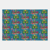 Tropical Christmas Palm Tree Muster Geschenkpapier Set (Vorderseite 3)