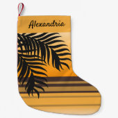 Tropical Christmas Palm Tree Sunset Beach House Kleiner Weihnachtsstrumpf (Vorderseite)