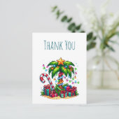 Tropical Christmas Palm Tree Vielen Dank Postkarte (Stehend Vorderseite)