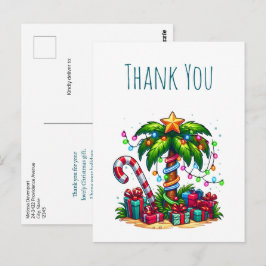 Tropical Christmas Palm Tree Vielen Dank Postkarte