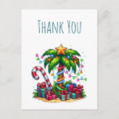 Tropical Christmas Palm Tree Vielen Dank Postkarte (Vorderseite)
