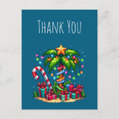 Tropical Christmas Palm Tree Vielen Dank Postkarte (Vorderseite)