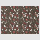 Tropical Christmas Red Sage Black Hibiscus Floral Seidenpapier (Vorderseite)