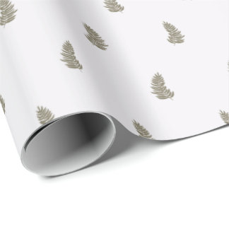 Tropical Christmas Sage Green White Palm Leaf Geschenkpapier