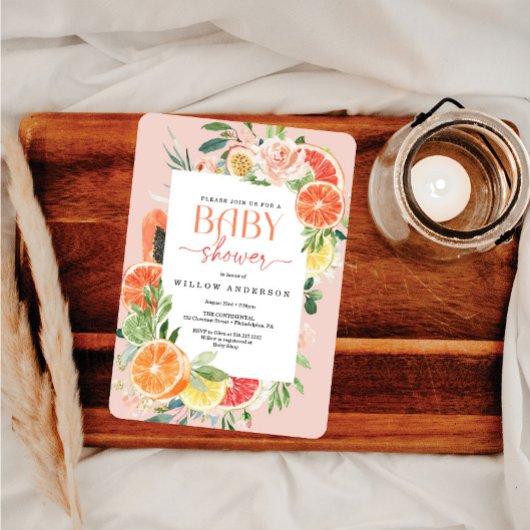 Tropical Citrus Baby Dusche Einladung Lemon