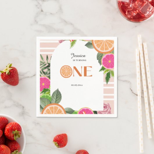 Tropical Citrus Baby zum ersten Geburtstag Waterco Serviette (Beispiel)