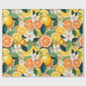 Tropical Citrus Bloom Floral  Geschenkpapier (Flach)