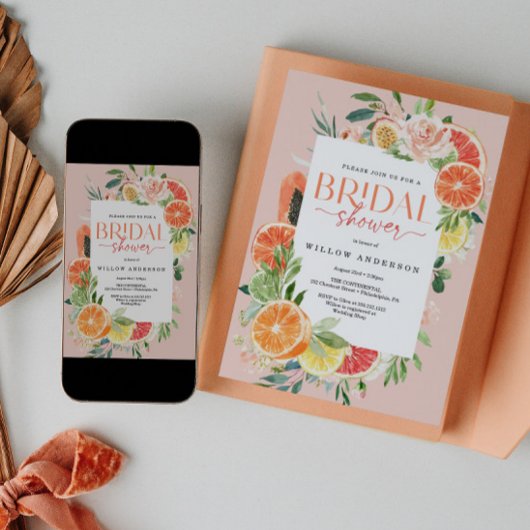 Tropical Citrus Bridal Dusche Einladung Lemon