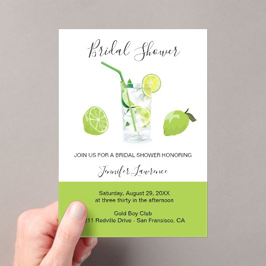 Tropical Citrus Green Lime Bridal Shower Acryleinladungen (Insitu (Handheld))