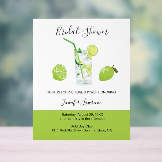 Tropical Citrus Green Lime Bridal Shower  Acrylschild (Neutral)