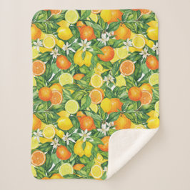 Tropical Citrus Medley Watercolor Pattern Sherpadecke