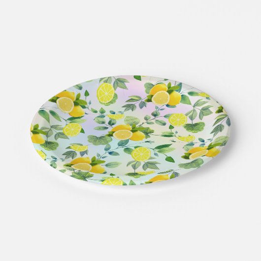 Tropical Citrus Sommer frische Orangenlemon Slice Pappteller (Schrägansicht)