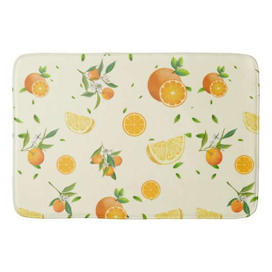Tropical Citrus SUMMER Orange Lemon Slice Badematte (Vorderseite)