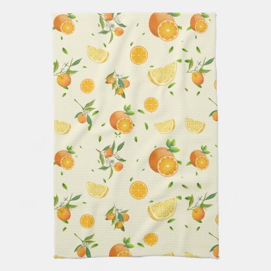 Tropical Citrus SUMMER Orange Lemon Slice Geschirrtuch (Vertikal)