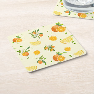 Tropical Citrus SUMMER Orange Lemon Slice Rechteckiger Pappuntersetzer