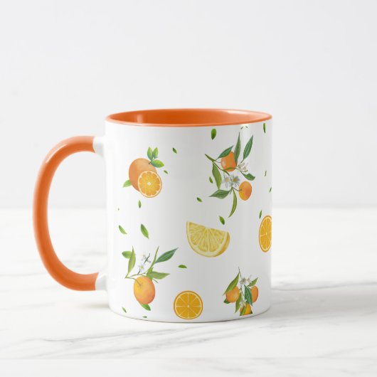 Tropical Citrus SUMMER Orange Lemon Slice Tasse (Links)