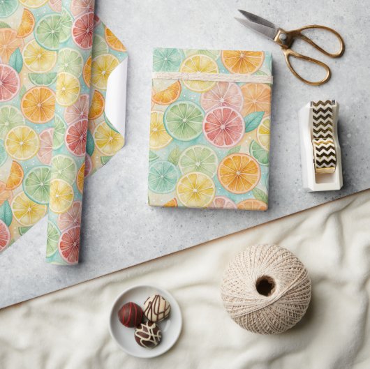 Tropical Citrus Watercolor Gift Wrap Geschenkpapier (Kunsthandwerk)