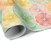 Tropical Citrus Watercolor Gift Wrap Geschenkpapier (Rolleneckpunkt)