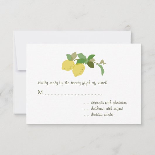 Tropical Citrus Wedding RSVP Card (Vorderseite)