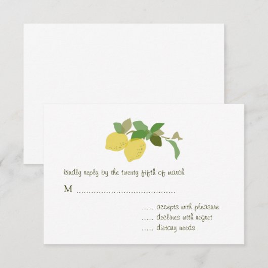 Tropical Citrus Wedding RSVP Card (Vorne/Hinten)