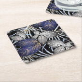 Tropical Class ist eine blaue, silberne und golden Rechteckiger Pappuntersetzer (angewinkelt)