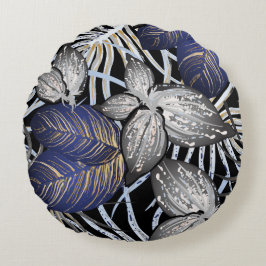 Tropical Class ist eine blaue, silberne und golden Rundes Kissen