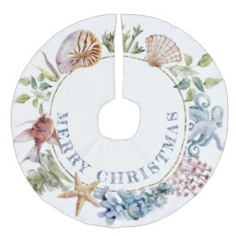 Tropical Coastal Beach Thema Frohe Weihnachten Leinenimitat Weihnachtsbaumdecke