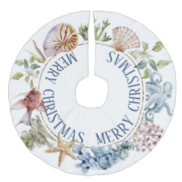 Tropical Coastal Beach Thema Frohe Weihnachts-Imit Leinenimitat Weihnachtsbaumdecke