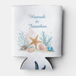 Tropical Coastal Beach Wedding Watercolor Seashell Dosenkühler