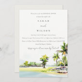 Tropical Coastal Palm Tree Probe Dinner einladen Dankeskarte (Vorne/Hinten)