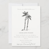 Tropical Coastal Palm Tree Sketch Paare Dusche Einladung (Vorderseite)