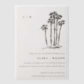 Tropical Coastal Palm Tree Sketch Paare Dusche Pergament Einladungen (Vorderseite)