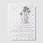 Tropical Coastal Palm Tree Sketch Paare Dusche Pergament Einladungen (Versetzt (Einladung))